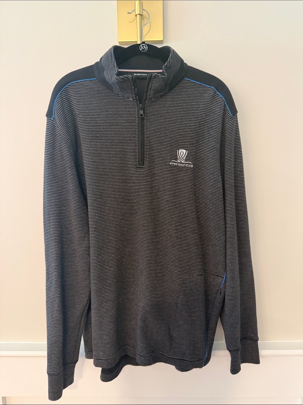 Bugatchi Men's Black Quarter-Zip Golf Pullover